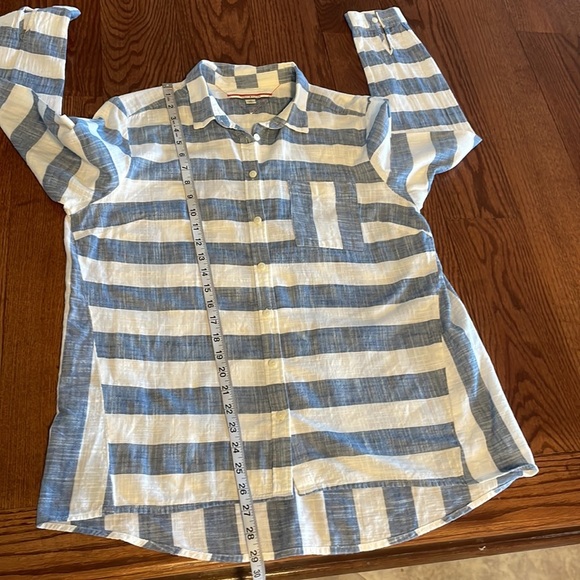 Tommy Hilfiger women’s contrast bold stripe button down shirt cotton classic Lrg - Picture 11 of 12